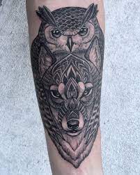 Wolf Tattoo Owl Pattern Wolf Tattoo Sleeve Tattoos Owl Tattoo Sleeve