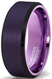 Mens Wedding Band Dark Purple Tungsten Ring Brushed Beveled Edge Inside Poli Mens Wedding Rings Custom Wedding Rings Mens Wedding Bands
