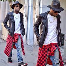 Ootd Leather Biker Jacket Zara Fedora Hat Fashion District Flannel Plaid Tee Hollywood Thrift Ripped Leather Biker Jacket Fedora Hat Style Biker Jacket