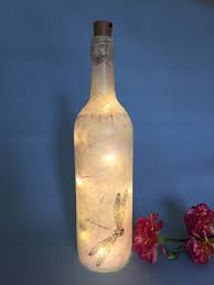 Decoupage Bottle Light Dragonfly Design Bottle Lights Led Bottle Light Lighted Wine Bottles