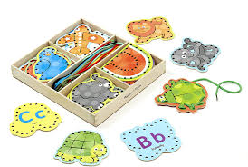 A, b c d e . Amazon Com Melissa Doug Alphabet Wooden Lacing Cards With Double Sided Panels And Matching Laces Melissa Doug Everything Else