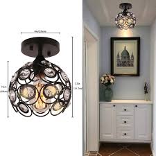This fixture is such a statement while being very functional. High Quality Fast Shipping Antique Black Metal Crystal Chandelier Lamp Semi Flush Mount Ceiling Light Fixture Indoor Lighting For Bathroom Fixture Foyer Ceiling Fixture Hallway Lighting New Style 51 79 51 52