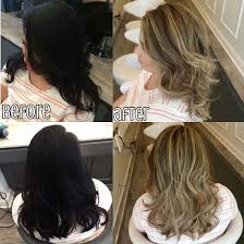 Black Box Dye To Medium Brown And Blonde Highlights Balayage Follow Me On Instagram And Facebook Color Stripping Hair Balayage Black With Blonde Highlights