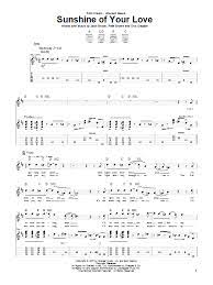 Cream Sunshine Of Your Love Sheet Music Notes Sunshine Of Your Love Sheet Music Notes Sheet Music
