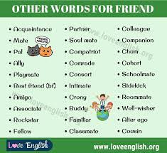 Synonyms For Friend Words With Friends Words Writing Words