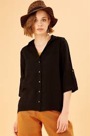 Onu Cift Cepli Siyah Krep Kumas Gomlek Moda Stilleri Mankenler Mont