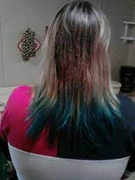 My First Attempt Combined Mixed Berry And Grape Wanted It More Blue But The Aqua Teal Color Came Out Good Dip Dye Hair Dyed Hair Blue Dyed Hair Purple