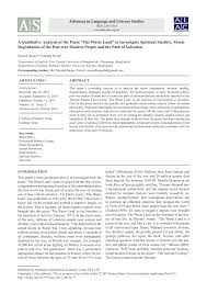 Unitsconverters.com helps in the conversion of different units of measurement like b to m through multiplicative conversion factors. Pdf A Qualitative Analysis Of The Poem The Waste Land To Investigate Spiritual Sterility Moral Degradation Of The Post War Modern People And The Path Of Salvation