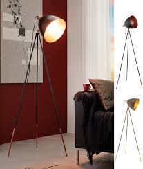Lepower wood tripod floor lamp, mid century standing reading light for living room, bedroom, study room and office, modern design, flaxen lamp shade with e26 lamp base (walnut). Vintage Style Steel Tripod Floor Lamp