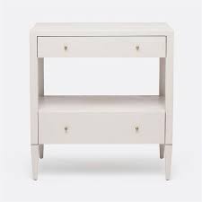 Conrad Low Double Nightstand French Gray Faux Raffia Living Room Side Table Modern Bedside Table Nightstand