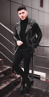 Basic Black Outfit Men Leather Jacket Outfit Men Black Outfit Men Black Leather Jacket Men