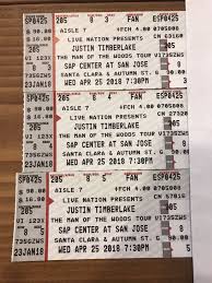 Justin Timberlake Concert Sap Center At San Jose For Sale