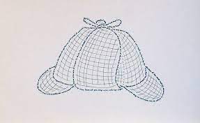 Ink Miniature Line Drawing Of Sherlock Holmes Deerstalker Hat Created Using Text Of The Classic Work Itself Hat Drawing Sherlock Holmes Hat Deerstalker Hat