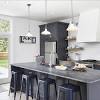 Backsplash and cabinet designs for blue color granite countertops. 1