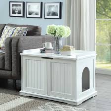 Unipaws Cat Washroom Storage Bench White 29 In 2020 Litter Box Furniture Litter Box Enclosure Cat Litter Box Furniture