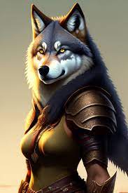 Lexica - Wolf woman, anthro furry cute, plus size, wolf female warrior,  werewolf, Worgen, character design, fluffy, painted in the style of James  Gur...