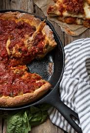 A Hearty And Delicious Cast Iron Skillet Deep Dish Pizza With Sausage And Bacon And A Homemade Pizza Deep Dish Pizza Recipe Cast Iron Recipes Deep Dish Pizza