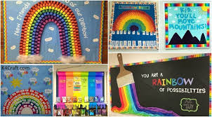 Choose from 4 printable design templates, like board decoration posters, flyers, mockups, invitation cards, business cards, brochure,etc. Rainbow Bulletin Board Ideas For Classroom Decoration Kids Art Craft