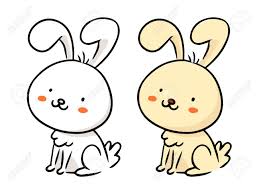 Les tulipes sont rouges les cercles sont roses et verts. Personnage Mignon Vecteur De Dessin Anime A Main Levee Drole De Lapin Croquis De Lapin De Paques En Monochrome Et En Couleur Isole Sur Blanc Clip Art Libres De Droits Vecteurs