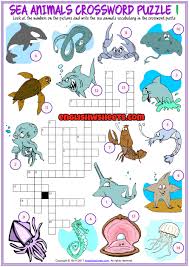 Sea Animals Crossword Puzzle Esl Printable Worksheets Sea Animals Animals Animal Worksheets