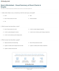 quiz worksheet visual summary of excel charts graphs