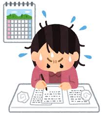 焦って書類を書く人のイラスト（女性） | かわいいフリー素材集 いらすとや