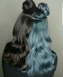 Black And Teal Hair Split Pin By Sheeyla Morales On Hairstyle Hair Styles Split Dyed Hair Dyed Hair