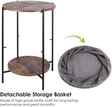 There are various types and styles of wooden round coffee tables, and there are no wrong choices when it comes to them. Homfa Homfa Vintage Round End Side Table With Storage Basket Industrial Coffee Table Night Stand Wood Look Accent Furniture With Meta