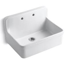Q 5 s p 9 2 n o p a n l s o r m a e d. Kohler K 12700 0 White Gilford 30 Single Basin Wall Mount Top Mount Kitchen Sink With Apron Front Faucetdirect Com