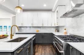 These blue gray kitchen cabinets do not take up too much space. What Color Gray Should I Paint My Kitchen Cabinets Helix Painting