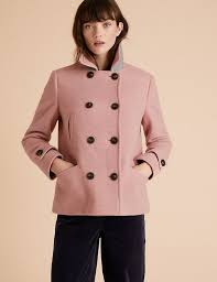Not only is it the best way to give your exhausted black coat a rest, but the golden color makes every outfit feel a little more sophisticated and refined. Wool Double Breasted Short Pea Coat Per Una M S