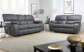 Beaumont Grey Leather 3 2 Seater Recliner Sofa Set Grey Leather Sofa Best Leather Sofa Sofa Furniture