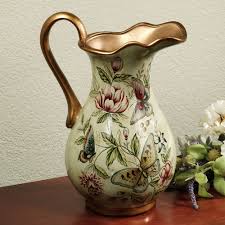 Floral Bliss Factory Second Butterfly Decorative Pitcher Vase Pitcher Vase Vase Porcelain Decor