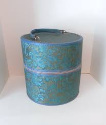 Vintage Turquoise Hat Wig Box Rose Lined Vinyl Swirl Etsy Vintage Turquoise Box Roses Hats Vintage