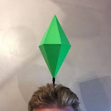 Huge Sims Led Plumbob Headband Life Size Light Up Mood Plum Etsy In 2021 Plumbob Headband Sim Costume Sims Costume