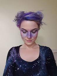Galaxy Make Up Galaxy Makeup Galaxy Costume Diy Outerspace Milky Way Solar System Kostume Selber Machen Halloween Kostum Selber Machen Galaxie Haar