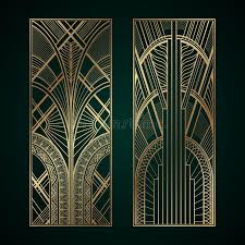 Art deco influenced the design of buildings, furniture. Gold Art Deco Panels On Dark Green Background Stock Vector Illustration Of Isolated Dark 122466450