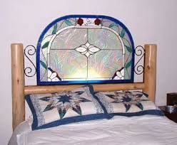 Log Bed With Stained Glass Headboard Stained Glass Art Headboard Diy Furniture
