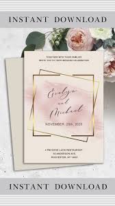 Modern Wedding Invitation Template Stylish Invitation Blush Etsy In 2020 Wedding Invitations Geometric Wedding Invitation Botanical Wedding Invitations