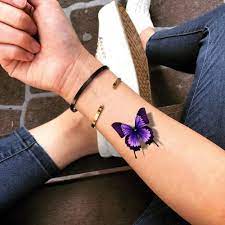 Purple Butterfly Temporary Tattoo Sticker Set Of 2 Butterfly Tattoos For Women Unique Butterfly Tattoos Purple Tattoos