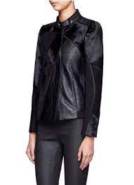 Helmut Lang Mixed Fabric Biker Jacket On Sale Black Leather Jackets Womenswear Lane Crawford Shop Designer Brands Online