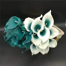 So under stood the concept how to change the color of the flowers??? Oasis Teal Wedding Flowers Teal Blue Calla Lilies 10 Stem Real Touch Calla Lily Bouquet Wedding Centerpieces Arrangement Decorat Blue Calla Real Touch Callareal Touch Aliexpress