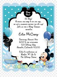 Blue Mickey Mouse Baby Shower Invitation Baby Mickey Baby Shower Invitations Hd Png Download Vhv