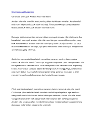 Melahirkan ketrampilan diri yang tinggi. Cara Amal Nilai