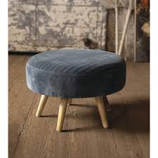 Spend $100 get $30 in rewards with store pickup! Round Velvet Ottoman Steel Blue