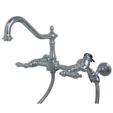 Kingston brass ks3225ax vintage wall mount kitchen faucet. Kingston Brass Heritage Wall Mount Two Handle Polished Chrome Kitchen Faucet At Menards