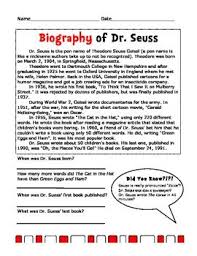 Biographies For 2nd Graders Biography Of Dr Seuss For My Gifted Small Group Dr Seuss Activities Dr Seuss Author Seuss