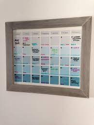 I made a dry erase calendar to help with my organization to save paper and money. Pin By Michelle Lavigne On Create Diy Calendar Dry Erase Calendar Paint Chip Calendar