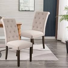 Product title tufted fabric parsons dining chairs set of 2, 39.8x22.4x17.5 upholstered high back padded dining chairs w/solid wood legs, classic linen parsons chair for home/kitchen/living room, beige, s4838. Fabric Parsons Tufted Dining Chairs Set Of 2 Upholstered High Back Padded Dining Chairs W Detailed Nail Head Trimming And Solid Wood Legs For Home Kitchen Living Room Party Beige S12491 Walmart Com Walmart Com