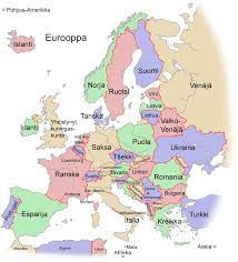 Euroopan Kartta Finnish Language Learn Finnish Finnish
